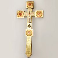 2.7.1177лп Крест Напрестольный латунный в позолоте, с эмалью