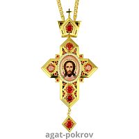 2.10.0405лп-2/1лп Крест латунный в позолоте с деколем и цепью