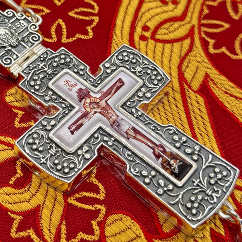 2.10.0622лр-2/64лр Крест наперсный латунный со вставкой в серебрении фото 5