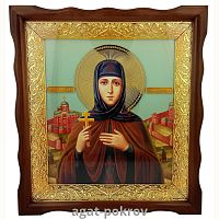 2.14.0207лпм-74 Икона в деревянном киоте Анна Кашинская  в позолоте с басмой