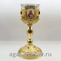 2.7.0893клп-2 Потир комбинированный 0,5 л.  в позолоте с деколью и со вставками