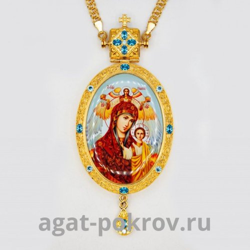 2.7.1283лп-2/1лп Панагия латунная в позолоте с принтом и цепью арт.2.7.0201лп