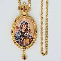 2.7.1283лп-2/1лп Панагия латунная в позолоте с цепью
