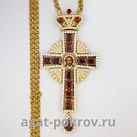 2.10.0069лп-2/1лп Крест латунный в позолоте со вставками и цепью