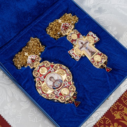 2.7.2265лнпэ-2/113лп Панагия с натуральными камнями фото 3