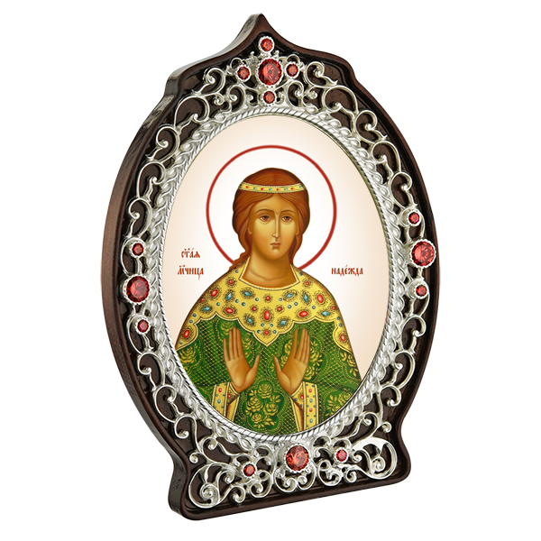 ( 2.78.0935л )( Икона )( Юв. Сплав ) (Надежда Римская с красными камнями)