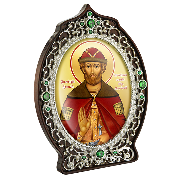 ( 2.78.0920л )( Икона )( Юв. Сплав ) (Димитрий Донской с зелеными камнями)