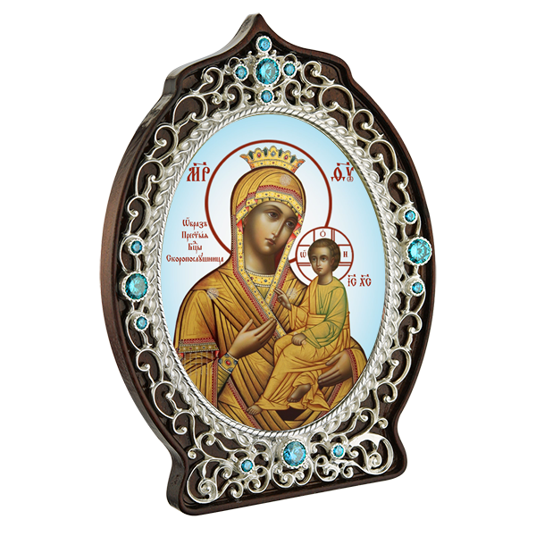 ( 2.78.0954л )( Икона )( Юв. Сплав ) (Скоропослушница с голубыми камнями)