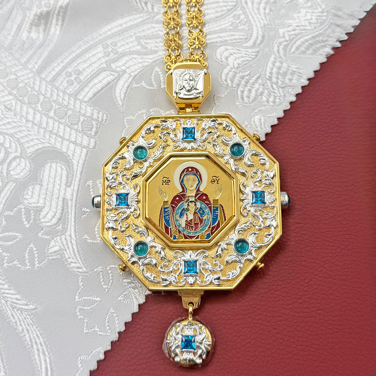 2.7.1593лп-28/41лп Панагия с цепью (Юв. сплав)
