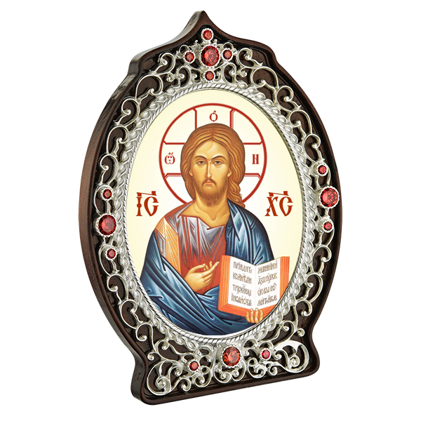 ( 2.78.0959л )( Икона )( Юв. Сплав ) (Господь Вседержитель с красными камнями)