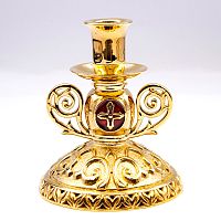 2.7.1674лпэ Подсвечник малый латунный в позолоте с эмалью