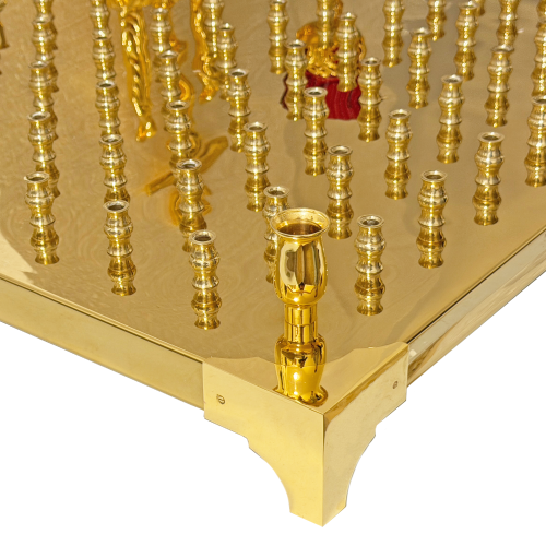 2.7.2979лпж Крышка панихидного стола стол на 120 свечей с литьевой голгофой и лампадой  фото 6