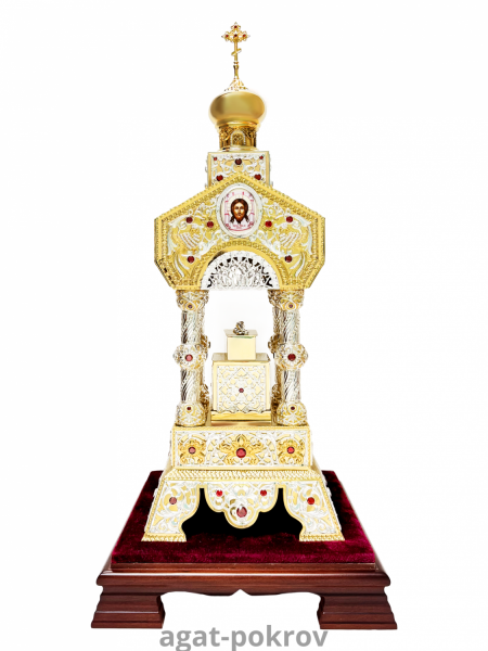( 2.7.0669лф-1 )( Дарохранительница )( Юв. Сплав ) (с красными камнями)