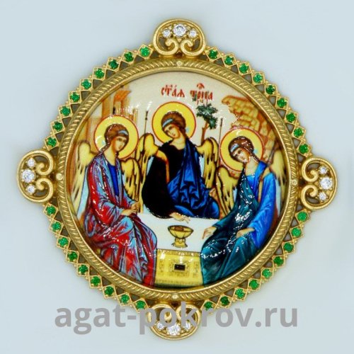 2.7.0656лп Икона на митру латунная в позолоте со вставками