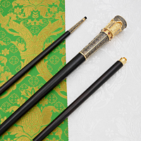 2.7.2021лпр-11 Посох латунный с красными камнями и патинированием в позолоте