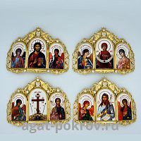 2.7.0685лп-К Набор тройных икон на митру в позолоте
