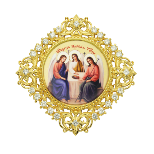 2.7.0446лп Икона на митру латунная в позолоте со вставками