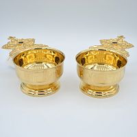 2.7.0728лп Корец латунный в позолоте со вставками и лазерной гравировкой
