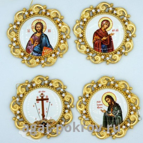 2.7.0447лп-К Набор икон на митру в позолоте со вставками