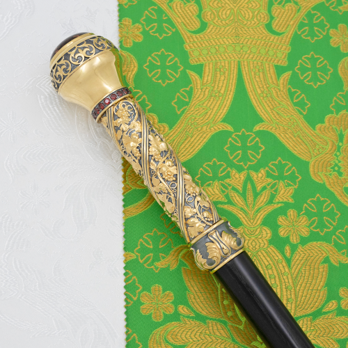 2.7.2800лрч Посох латунный с красными камнями и патинированием фото 6