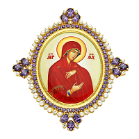2.7.0458лп Икона на митру латунная в позолоте со вставками и жемчугом