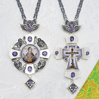 2.7.2715лр-18/154лр-К Архиерейский наперсный комплект со вставками в серебрении