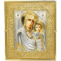 2.14.0182лф Икона настенная латунная - Богородица Казанская