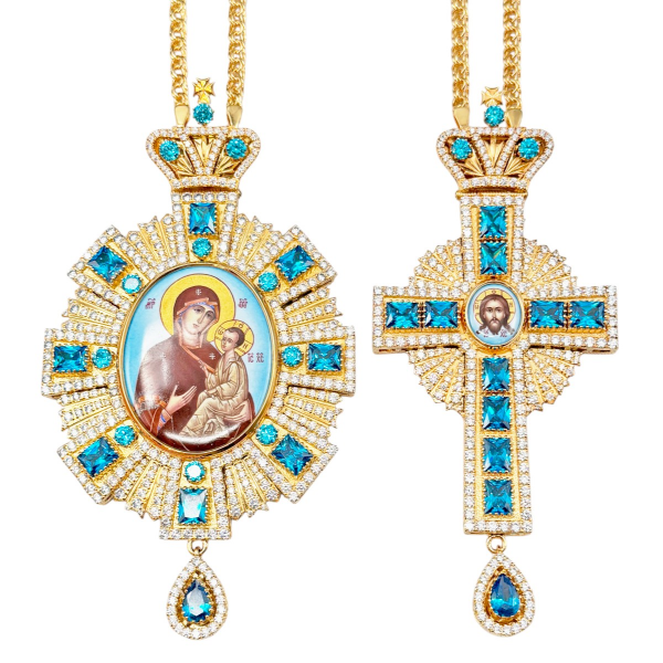 2.7.1579лп-1/1лп-К Архиерейский комплект (Тихвинская с голубыми камнями)