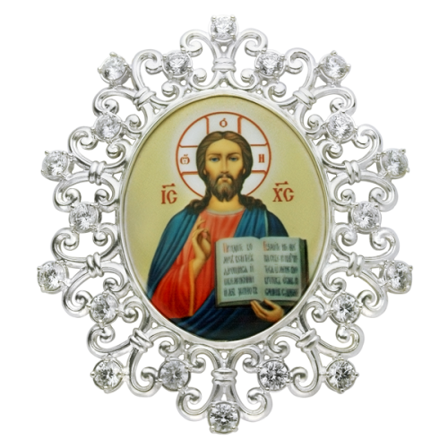 2.7.0467л Икона на митру латунная со вставками посеребренная