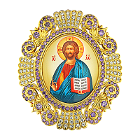 2.7.0473лп Икона на митру латунная в позолоте со вставками