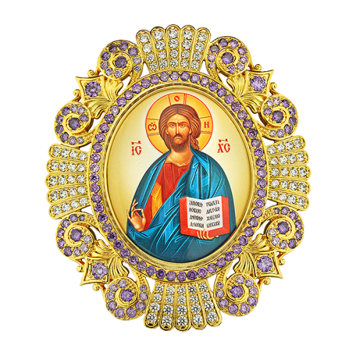 2.7.0473лп Икона на митру латунная в позолоте со вставками