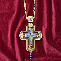 2.10.0433лпэ-2/64лп Крест наперсный латунный с фиолетовыми камнями в позолоте
