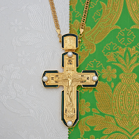 2.10.0074лп/113лп Крест наперсный с жемчугом и эмалью в позолоте