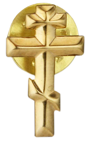 1.6.0239сп Значок серебряный Крест в позолоте