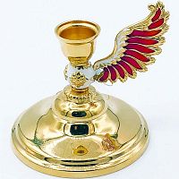 2.7.0146лп Подсвечник Крыло латунный малый в позолоте с эмалью