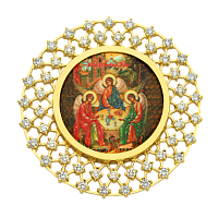 2.7.0096лп Икона на митру латунная (кругл.) в позолоте со вставками