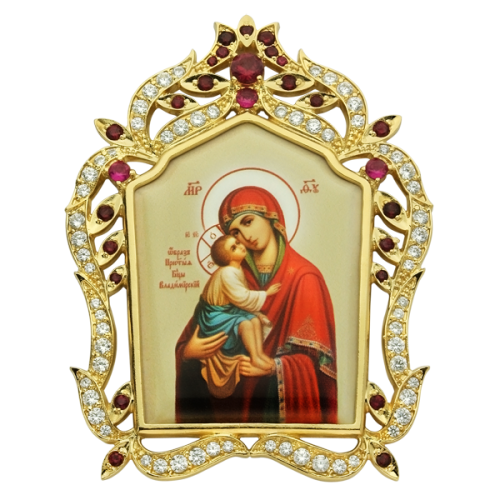2.7.0468лп Икона на митру латунная в позолоте со вставками