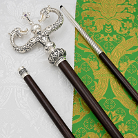 2.7.2166лр Жезл архиерейский латунный с фиолетовыми камнями и патинированием в серебрении