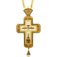 2.10.0282лп-2/1лп Крест латунный в позолоте с принтом и с цепью арт. 2.7.0201лп