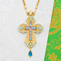 2.10.0561лнпэ-2/64лп Крест наперсный с натуральными камнями