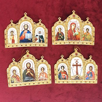 2.7.0679лп-К Набор тройных икон на митру в позолоте