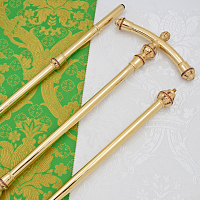 2.7.1474лп-4 Посох латунный с красными камнями в позолоте