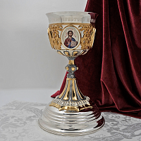 2.7.1270лфр-2 Потир на 0.75 литра в серебрении и фрагментарной позолоте