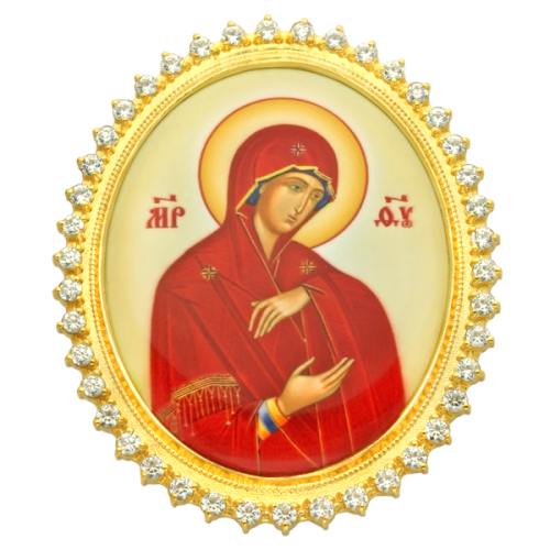 2.7.0443лп Икона на митру латунная в позолоте со вставками