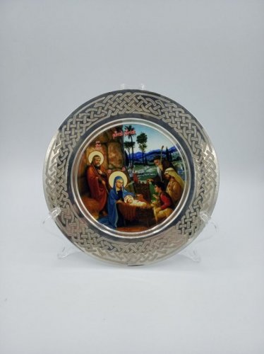 2.13.0242л-8 Тарелочка сувенирная с принтом Рождество Христово