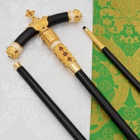 2.7.0612лпэ Жезл латунный с красными камнями и эмалью в позолоте