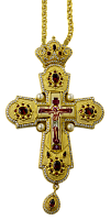 2.10.0209лп-1/1лп Крест латунный в позолоте с финифтью и цепью арт.2.7.0201лп