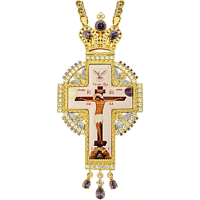 2.10.0080лп-2 Крест латунный церковный в позолоте с принтом и вставками